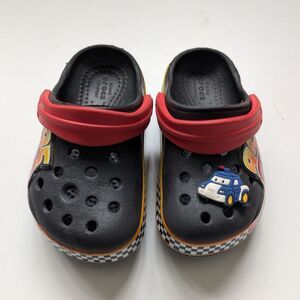 Disney Cars Blk/Rd Crocs Kids Size 7